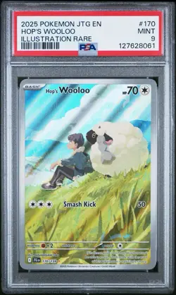 2025 POKEMON JTG EN-JOURNEY TOGETHER ILLUSTRATION RARE #170 HOP'S WOOLOO PSA 9 - Image 1