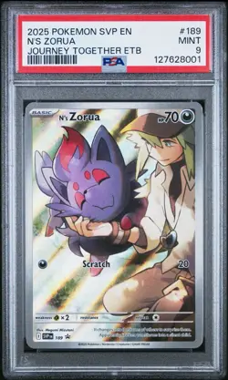 2025 Pokemon SVP EN N's Zorua #189 Journey Together ETB - PSA 9 Black Star Promo - Image 1