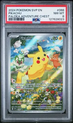 2024 Pokemon Black Star Promo #088 Pikachu Paldea Adventure Chest PSA 8 EN SVP - Image 1