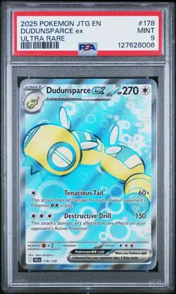 2025 POKEMON JTG EN-JOURNEY TOGETHER #178/159 DUDUNSPARCE ex ULTRA RARE PSA 9 - Image 1