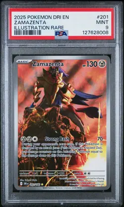 2025 POKEMON DRI EN-DESTINED RIVALS ILLUSTRATION RARE #201/182 ZAMAZENTA PSA 9 - Image 1