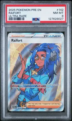 2025 POKEMON PRE EN-PRISMATIC EVOLUTIONS ULTRA RARE #142/ 131 RAIFORT PSA 8 PRE - Image 1