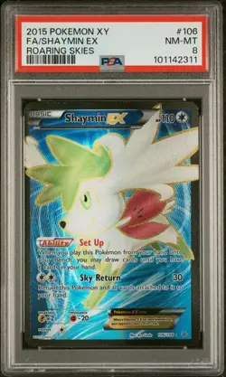 PSA 8 Shaymin EX Full Art 106/108 Pokemon XY Roaring Skies 2015 NM-MT - Image 1