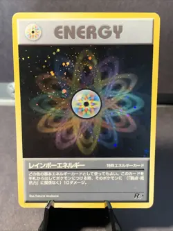 Pokemon TCG Rainbow Energy Japanese Team Rocket Vintage Holo Rare WOTC Swirl - Image 1