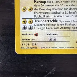 Pokemon TCG Gym Challenge Lt. Surge's Raichu Holo Rare 11/132 Clean front! - Image 5
