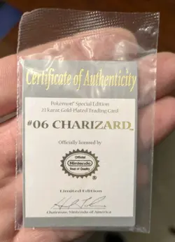 Pokemon CHARIZARD 23K Gold Plated Trading Card 1999 Burger King Promo w/COA - Image 3