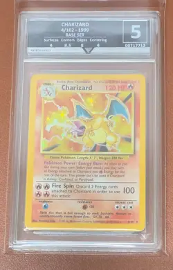 POKEMON TCG CHARIZARD 4/102 1999 BASE SET RARE HOLO GET GRADED GRADE 5 STUNNING - Image 1