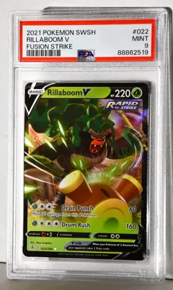 Pokemon Rillaboom V Fusion Strike 022/264 HOLO Ultra Rare PSA 9 (/10) MINT - Image 2