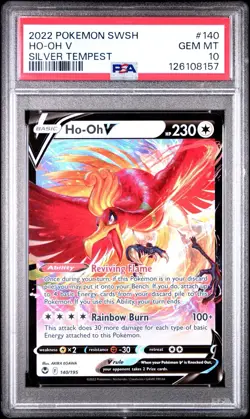 2022 POKEMON SWORD & SHIELD SILVER TEMPEST #140 HO-OH V PSA 10 - Image 1