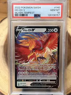 2022 POKEMON SWORD & SHIELD SILVER TEMPEST #140 HO-OH V PSA 10 - Image 4