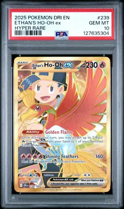 2025 POKEMON DRI EN-DESTINED RIVALS HYPER RARE #239 ETHAN'S HO-OH EX PSA 10 #239 - Image 1
