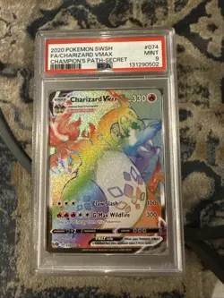 Pokemon Charizard VMAX Full Art #074 Champions Path Secret Rare PSA 9 Mint - Image 1