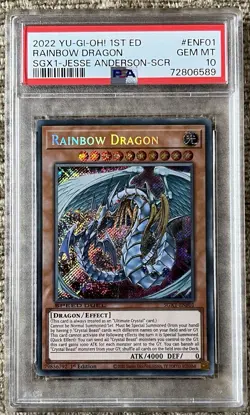 PSA GEMMT 10 2022 Yugioh Speed Duel Secret Rare 1st Ed Rainbow Dragon SGX1-ENF01 - Image 1