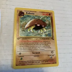 VINTAGE POKEMON CARD 1ST FIRST ED EDITION FOSSIL KABUTO MP-LP GREAT CARD - Image 1