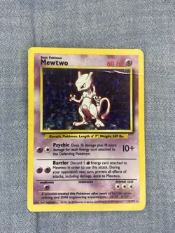 Pokemon TCG Mewtwo Base Set Holo Unlimited Rare Card 10/102 Damaged - Image 1