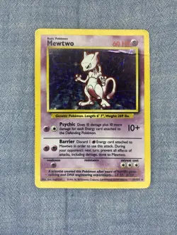 Pokemon TCG Mewtwo Base Set Holo Unlimited Rare Card 10/102 Damaged - Image 3