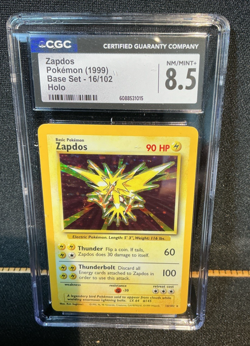 CGC 8.5 Zapdos 1999 Base Set 16/102 Holo Pokemon Card - Image 1