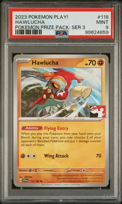 PSA 9 Mint Hawlucha Play! Promo Prize Pack Series 3 Pokemon Card #118 POP 1 - Image 1