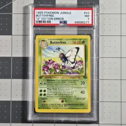 Butterfree D Edition Error Misprint Pokemon Card PSA 7 NM Condition 33/64 - Image 1
