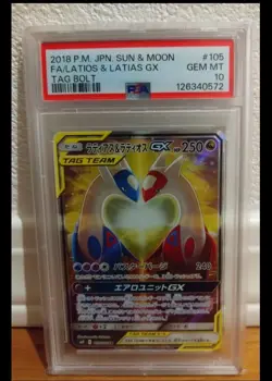 PSA 10 Latios & Latias GX SR SA 105/095 Pokemon Card Tag Bold 2018 Japanisch - Image 1