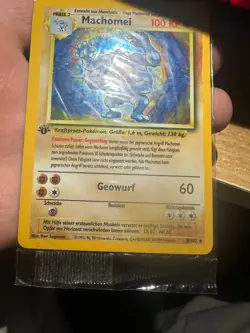 Pokemon Karte Machomei 1. Edition Sealed Base Set Holo Machamp Deutsch DE Top - Image 3