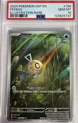 Pokemon TCG Feebas Holo Illustration Rare Card Surging Sparks 198/191 PSA 10 - Image 1