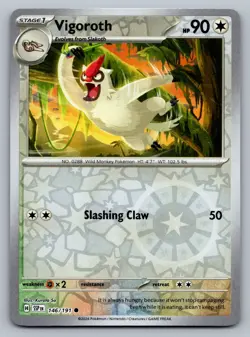 Pokemon TCG SV08: Surging Sparks Vigoroth 146/191 Reverse Holo - Image 1