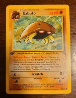 Pokemon TCG Kabuto 1st Edition 50/62 Non-Holo Fossil Set 1999 Near mint QTY - Image 1