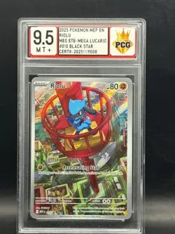 2025 POKEMON MEP EN RIOLU MEG ETB-MEGA LUCARIO #010 BLACK STAR - Image 1