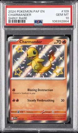 2024 POKEMON PAF EN-PALDEAN FATES SHINY RARE #109 CHARMANDER PSA 10 - Image 1