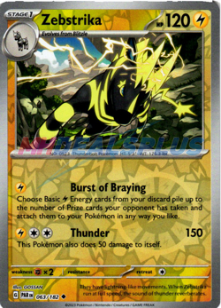 NM Pokemon Paradox Rift Zebstrika Reverse Holo 063 - Image 1