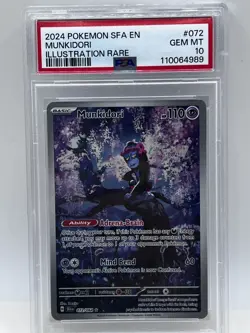 2024 Pokemon SFA EN Munkidori PSA 10 GEM ILLUSTRATION RARE FULL ART 072/064 - Image 1
