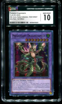 CGC 10 Predaplant Dragostapelia 1st Edition Ultra Rare 2023 Yu-Gi-Oh! RA01-EN027 - Image 1