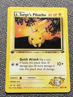 Pokemon Card - Lt. Surge's Pikachu Gym Challenge 84/132 Common 1st Edition - Image 1