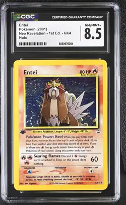 CGC 8.5 Entei Neo Revelation 1st Edition 6/64 Holo Pokemon Card - Image 1