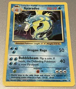 Pokemon TCG Gyarados Base Set Holo Card 6/102 Unlimited Rare LP Pokemon Cards - Image 2