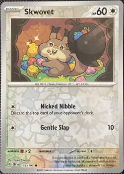 Skwovet 178/197 SV03: Obsidian Flames Reverse Holo - Pokemon Card - Image 1