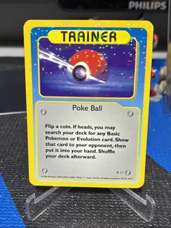 Pokemon Funskool Vintage Poke Ball holo Card Damaged Holo. HP Rare India - Image 1