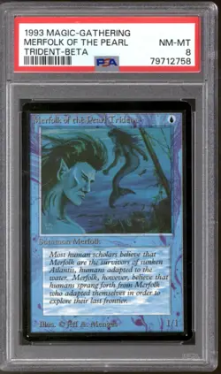 Magic MTG Beta Merfolk of the Pearl Trident PSA 8 NEAR MINT NM - Image 1