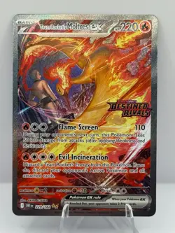 Team Rocket's Moltres Ex - 229/182 - Pokemon Destined Rivals Stamped Promo Card - Image 1