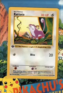 Pokemon TCG Rattata Base Set 61/102 Regular 1st Edition Shadowless NM/M - Image 1