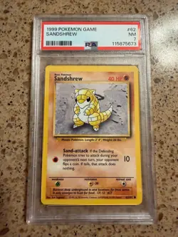1999 Pokemon 62/102 Sandshrew PSA 7 NM - Image 1