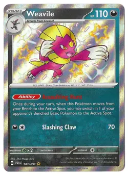 2024 Pokemon TCG Weavile SV: Paldean Fates #183/091 Holo Baby Shiny Rare - Image 1