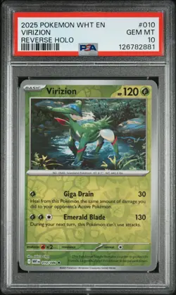 2025 POKEMON WHT EN-WHITE FLARE REVERSE HOLO #010 VIRIZION PSA 10 - Image 1
