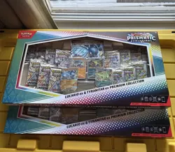 Pokemon Prismatic Evolutions Lucario & Tyranitar ex Premium Collection LOT OF 2 - Image 1