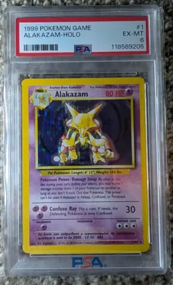 Pokemon Base Set 1999 Alakazam - Holo #1 PSA 6 EX-MT - Image 1