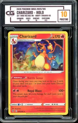2020 Pokemon Vivid Voltage 025/185 CRACKED ICE HOLO Charizard ~ CG 10 PRISTINE - Image 1