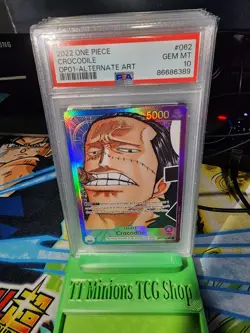 One Piece Card Game Romance Dawn Crocodile Parallel Alt Art OP01-062 PSA 10 ENG - Image 1