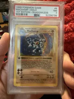 Pokemon Card Machamp PSA 7 Holo 1st Edition Shadowless - Image 1