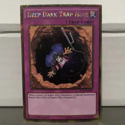 1ST EDITION GOLD DEEP DARK TRAP HOLE 1996 PGL3-EN037 YUGIOH CARD (LP/MP) - Image 1